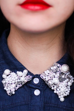 DIY col de chemises perles