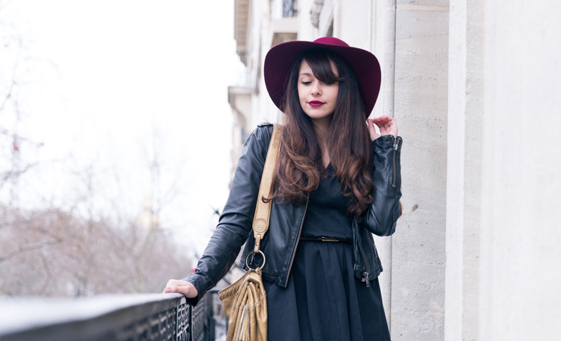 Blog mode paris look automne printemps 2016 - Chapeau violine sac lancel rouge à lèvres mat HD revlon