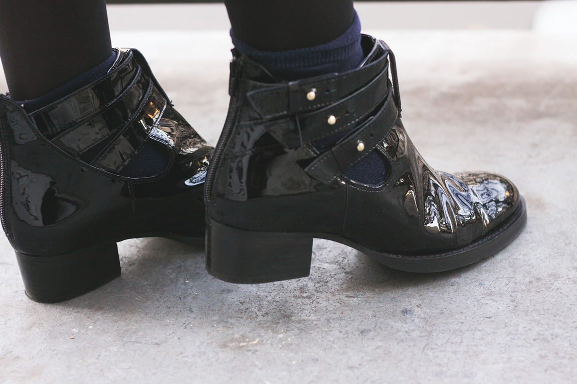 Look hivernal: Pull Jacquard, short vintage Levi's, boots vernies Asos - blog mode Dollyjessy